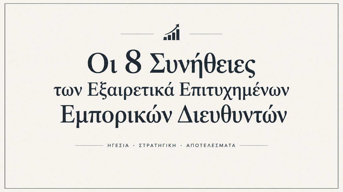 Οι 8 Συνήθειες των Εξαιρετικά Επιτυχημένων Εμπορικών Διευθυντών — Ηγεσία, Στρατηγική, Αποτελέσματα