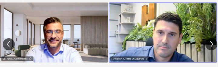 Ο Παναγιώτης Αδαμαντιάδης και ο Θοδωρής Γεροστεργιούδης στη διαδικτυακή συνάντηση του Voice for Sales